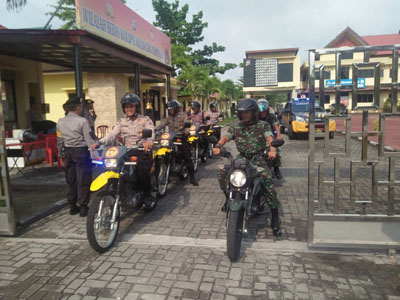 Pengamanan Natal dan Tahun Baru di Bengkalis, Polri dan TNI Gelar Patroli Bersama